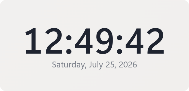Clock widget in DeskDash showing the time and the full date