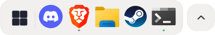 Dock taskbar in DeskDash with a start button, pinned apps and a tray toggle